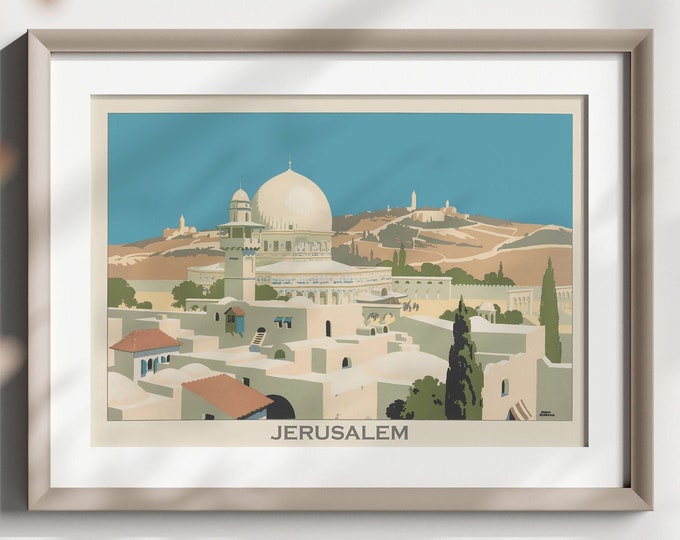 Vintage Jerusalem Travel Poster  Premium Quality Wall Art from the 1930s
