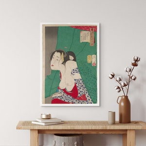 1888 Yoshitoshi Tsukioka Vintage japonés Ukiyo-e Impresión - Apariencia con picazón Mujer elegante Arte de pared