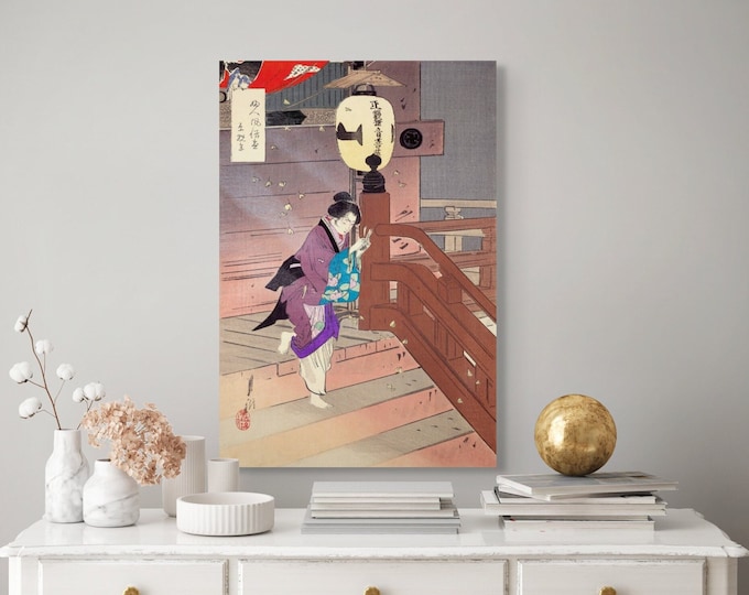 Wall Art Visiting the Temple Barefoot 1898 Ogata Gekko Art Print - Japanese Prints Ukiyoe Poster Japanese Decor Vintage Japanese Wall Art