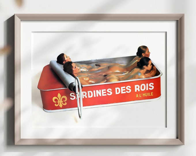 Premium Quality Poster: Wall Art King Sardines Vintage Food Poster Kitchen Decor Kitchen Wine Poster, Kitchen Wall Decor