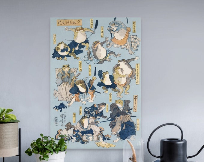 Famous Kabuki Heroes Frog Print  1875 Kuniyoshi Utagawa Ukiyo-e Wall Art
