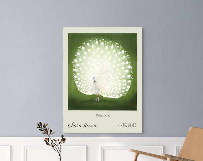 Vintage Japanese Peacock Wall Art by Ohara Koson  Edo Period Bird Print  Unique Home Décor