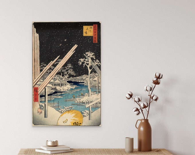 Ukiyo-e Wall Art Print - Fukagawa Lumberyards 1856 Hiroshige - Edo Period Asakusa Décor