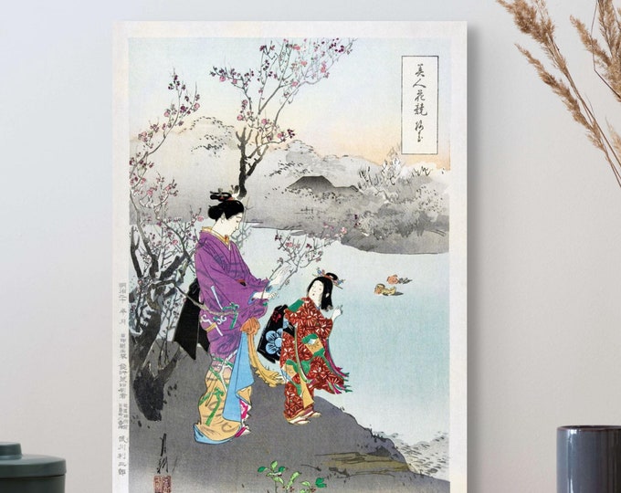Admiring the Plum blossom Ogata Gekko - Japanese Prints Ukiyo e Edo Period Wall Art Japanese Decor Vintage Asian Japandi