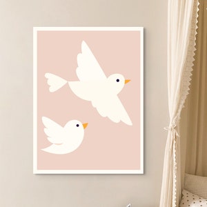 Arte de pared para guardería "Pájaros": decoración de sala de juegos, idea de regalo para baby shower, arte de pared para niños, pájaros voladores, minimalista