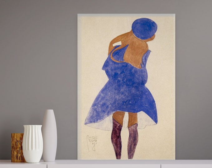 Wall Art Egon Schiele Print - Standing Girl Back View 1908 - Fine Art Print Giclee Print Schiele Poster Birthday Gift Idea Vintage Poster