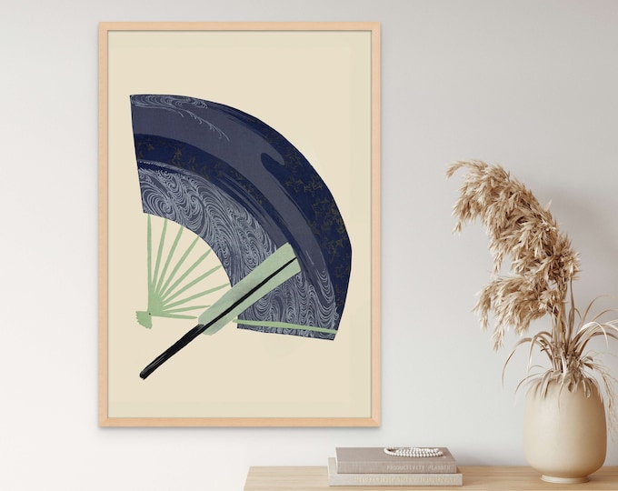 Fan from Momoyogusa 1909 by Kamisaka Sekka - Japanese Print Japanese Art Illustration Japanese Decor Minimalist Poster Vintage Poster