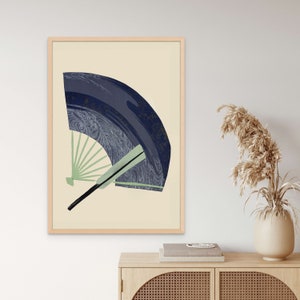 Kamisaka Sekka 1909 Fan Print - Póster minimalista vintage de decoración de arte japonés