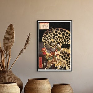 Arte japonés antiguo El tigre 1860 Utagawa Hirokage Arte del período Ukiyo-e Edo Arte mural japonés Impresión japonesa Póster vintage de tigre