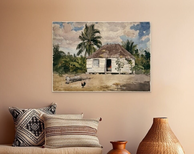 Nassau 1885 Print - Winslow Homer Wall Art Native Huts Fine Art Reproduction Decor