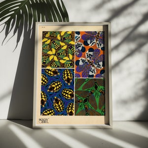 Jugendstil Schmetterling Poster - Vintage 1920s Botanische Wandkunst - Premium Qualität Dekor