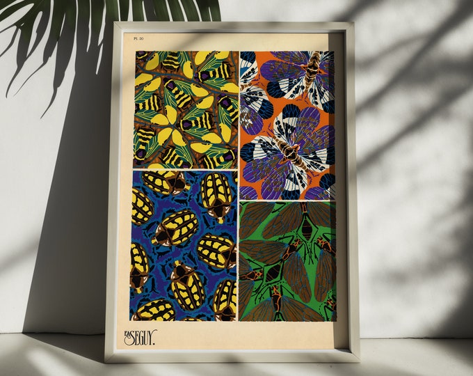 Art Nouveau Butterfly Poster: 1920s Vintage Botanical Illustration