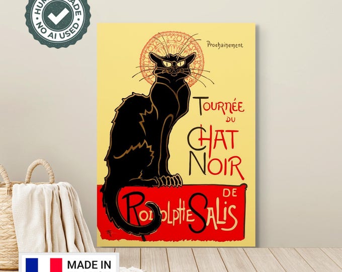 Le Chat Noir Art Print 1896 by Steinlen - Vintage Art Deco The Black Cat Wall Art