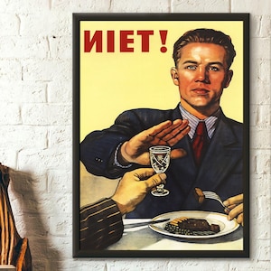 Poster di qualità premium: stampa anti-alcol sovietica, poster di propaganda sovietica, stampa artistica da parete storica