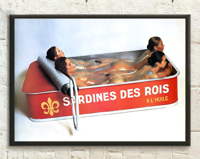 King Sardines Vintage Food Poster Kitchen Decor Kitchen Wall Art Sardine Poster Vintage Kitchen Print Nude Poster  new