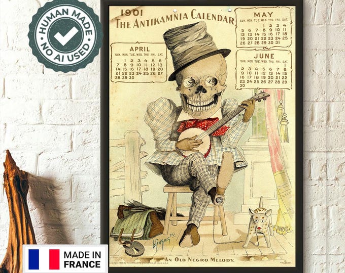 Antikamnia Calendar 1901 - Funny Illustration Medical Decor Anatomical Poster Antikamnia Poster Medical Wall Art Birthday Gift Idea Wall Art