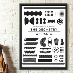 Póster de decoración de cocina premium con impresión de geometría de pasta, regalo único para inauguración de la casa
