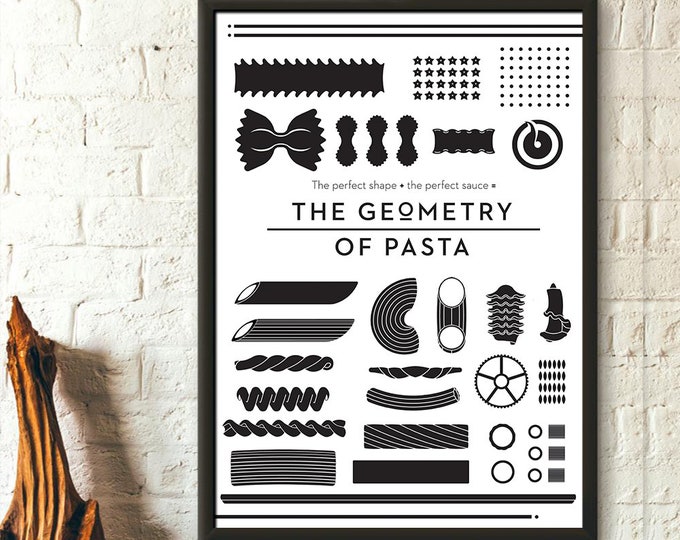 Geometry of Pasta Print  Premium Kitchen Decor Poster  Unique Housewarming Gift