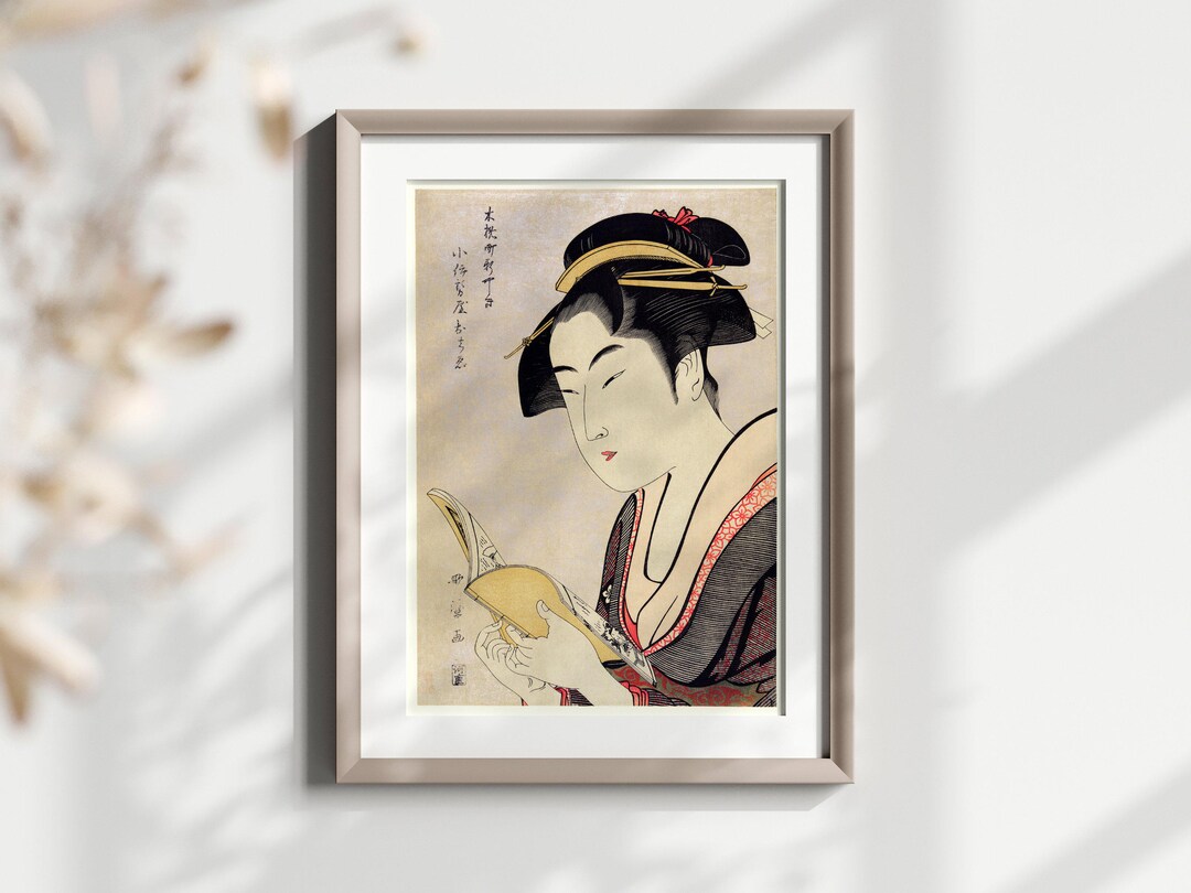 Japanese Geisha Woodblock Print Wall Art, Vintage Art Print ...