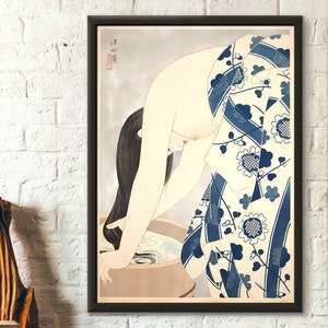 Póster de calidad superior: arte de pared, lavado del cabello, 1953, póster de baño, decoración de baño, reproducción de arte japonés