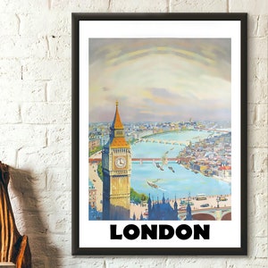 Póster clásico con vista a Londres, impresión de arte de pared premium, decoración elegante para el hogar