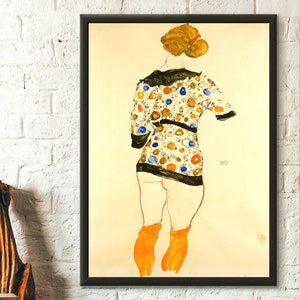 Lámina de Egon Schiele - Mujer de pie con blusa estampada, 1912 - Lámina artística, Póster de Schiele, Arte mural de Schiele, Idea para regalo de cumpleaños, Arte mural