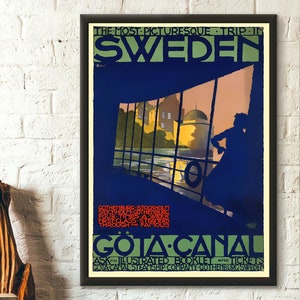 Sweden Travel Print - Swedish Travel Poster Gota Canal Poster Travel Decor Birthday Gift Idea Housewarming - Living Room Prints