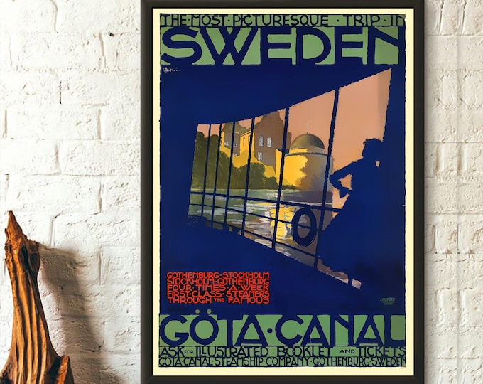Sweden Travel Print - Gota Canal Wall Art Poster for Home Decor  Unique Gift Idea