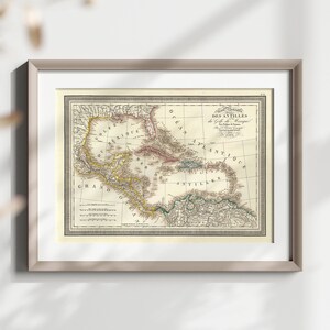 Premium Quality Poster: Wall Art West Indies Map Antique Map West Indies Prints Map Antille Martinique Map, Jamaica Map