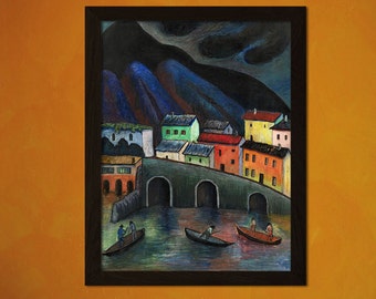 Pesca nocturna en Ascona 1923 Marianne Werefkin Impresión - Impresión de bellas artes Retro Decoración del hogar Decoración del hogar Decoración del hogar Expresionismo