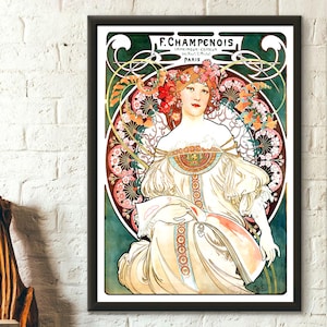 Alphonse Mucha Art Nouveau Poster Print 1897 Wall Art for Home Décor