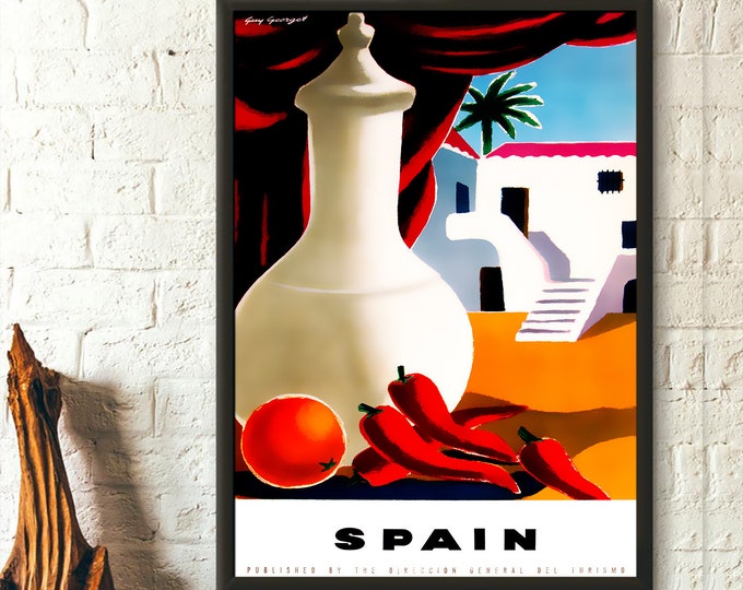 Premium Quality Poster: Vintage Spain Print 1950 Vintage Travel Poster Spain Poster Travel Wall Art Travel Decor Wall Art