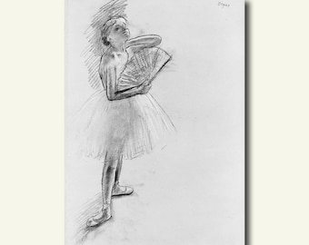Edgar Degas Print Dancer With a Fan 1880 - Fine Art Print  Degas Poster Degas Wall Art Degas Drawing Ballet Poster Gift Idea Wall Art