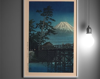 Mountain Fuji in Moonlight Kawai 1947 - Kawase Hasui Japanese Art - Hasui Wall Art Japanese Print Ukiyo-e Poster Art Japan Art Gift Idea