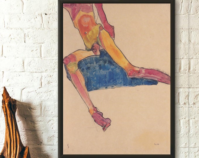Egon Schiele Print: Seated Male Torso Fine Art Giclee