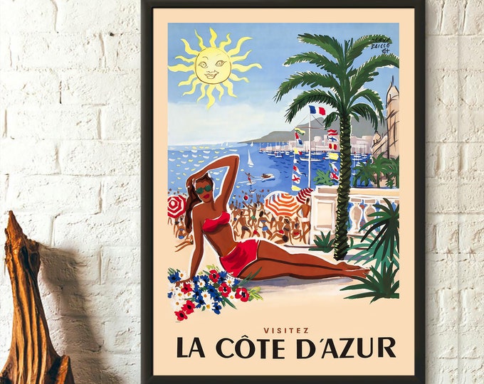 French Riviera Travel Poster: Vintage Côte d'Azur Wall Art