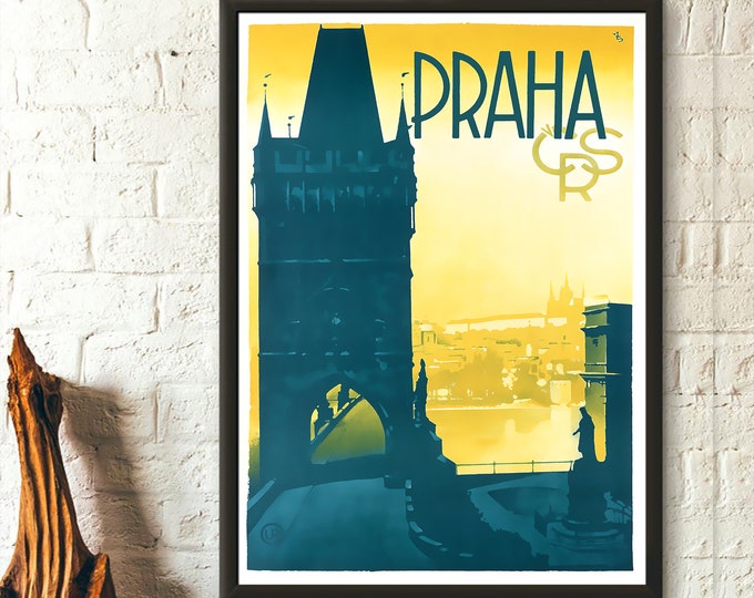 Prague Travel Poster: 1930s Vintage Czech Art Print