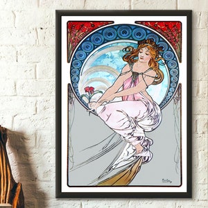 Alphonse Mucha Jugendstil Druck 1898 Vintage Wand Kunst Romantisches Wohnkultur Geschenk