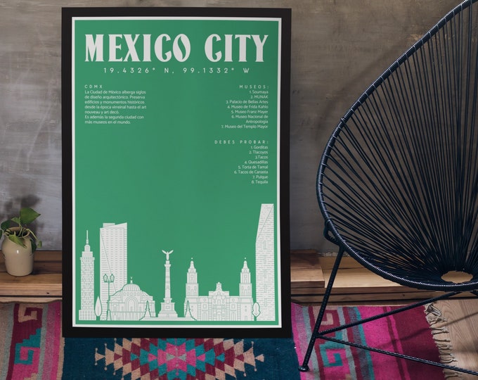 Wall Art Mexico Travel Poster - Mexico City Poster Wall Art