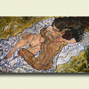 Egon Schiele Print - The Embrace 1917 - Schiele Art Print Schiele Poster Art Reproduction Gift Idea House Warming gift - Living Room Prints