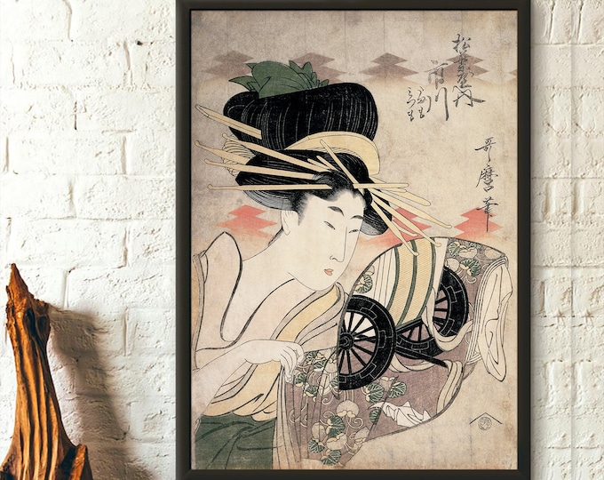 The Courtesan Ichikawa Of The Matsuba Establishment Kitagawa Utamaro - Ukiyo-e Poster Utamaro Poster Japanese Wall Art Japan Art Gift Idea