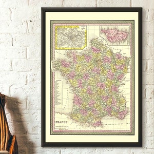 Old France Map 1812 - Antique France Map Wall Art French Map Prints Birthday Gift Idea France Poster House Warming gift - Living Room Prints