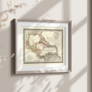 Antike West Indies Map Poster Art Martinique Jamaika druckt hochwertiges Wanddekor