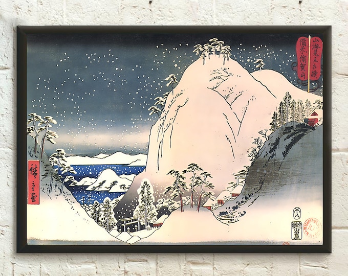 Shrines in Snowy Mountains Poster  Hiroshige Ukiyo-e Art  Japanese Edo Period Print