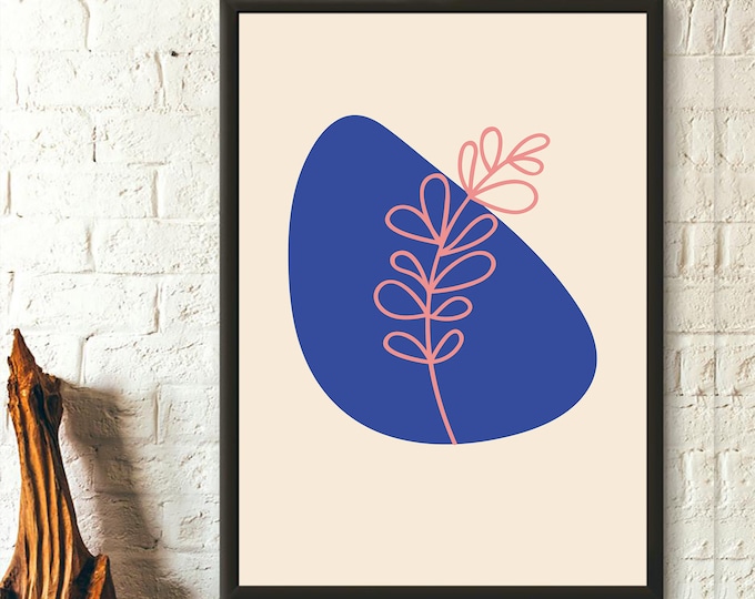 Neutral Geometric Wall Art - Modern Boho Decor with Rainbow Botanical Print - Abstract Geometric Poster for Walls