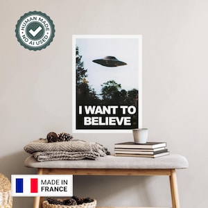 Arte fantascientifica UFO STAMPA 'Voglio credere' - Arte murale di astronavi aliene Decorazione extraterrestre Arte spaziale Navicella spaziale