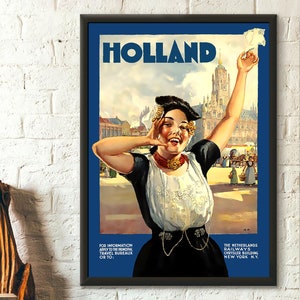 Póster vintage de viaje a Holanda de 1910: decoración de pared, idea única para regalar en cumpleaños.