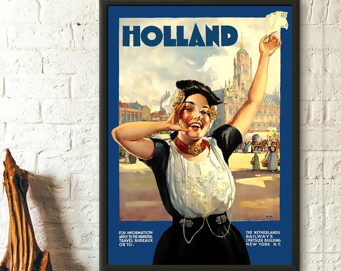 Vintage Holland Travel Poster: Netherland Wall Art Print