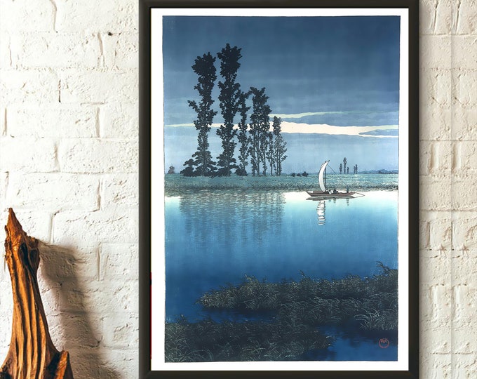Evening of Ushibori 1930s Kawase Hasui Print Art Print Kawase Poster Ukiyo Poster Japan Art s Japan Wall Art Wall Art