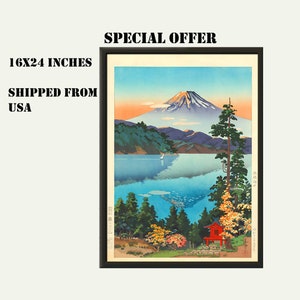 Lake Ashi Art Print - Tsuchiya Koitsu Reproduction - Autumn Landscape Decor for Living Room